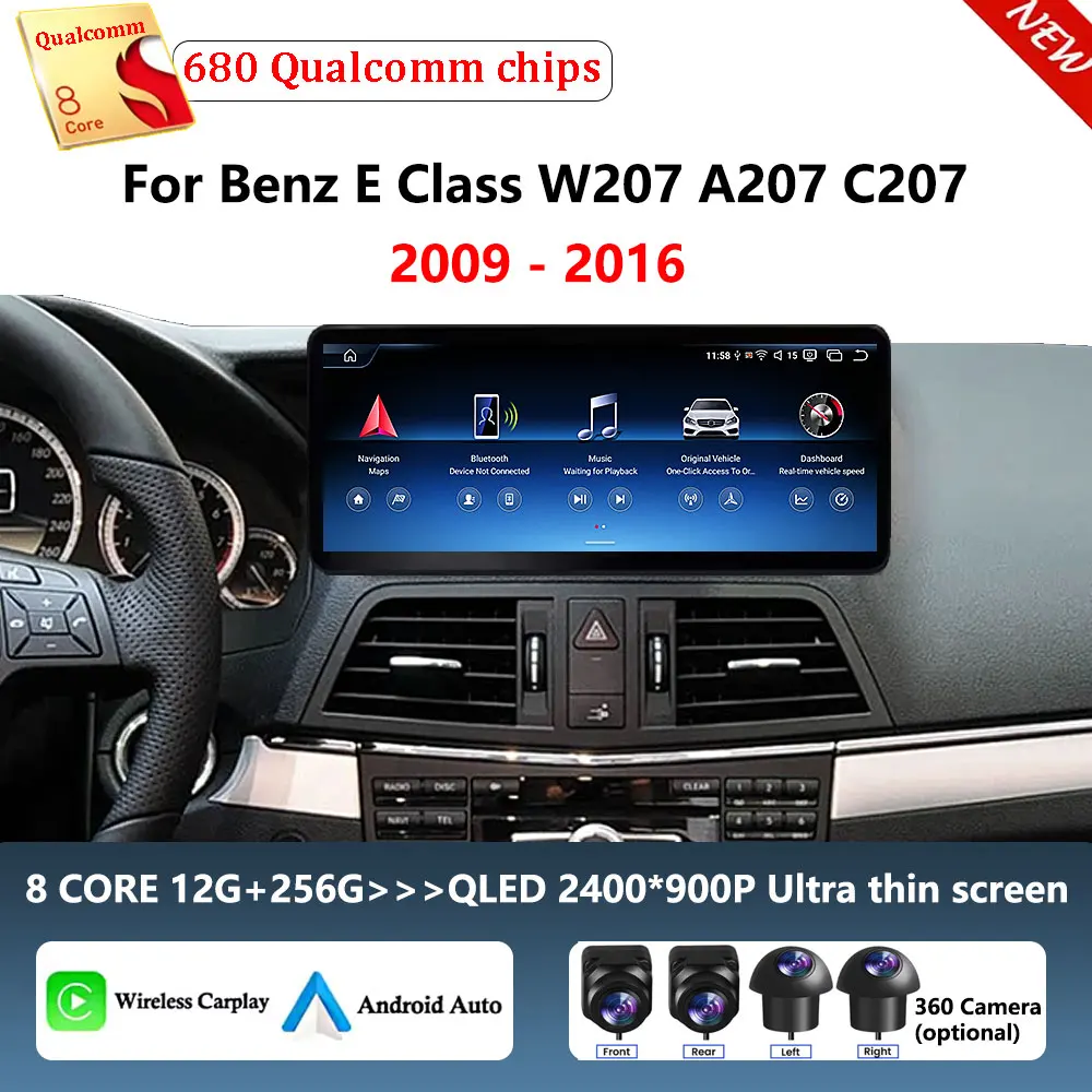 Andorid 16 Wireless CarPlay For Merdedes Benz E Class W207 A207 C207 2009 - 2016 Car Radio Multimedia GPS Navigation DSP Stereo