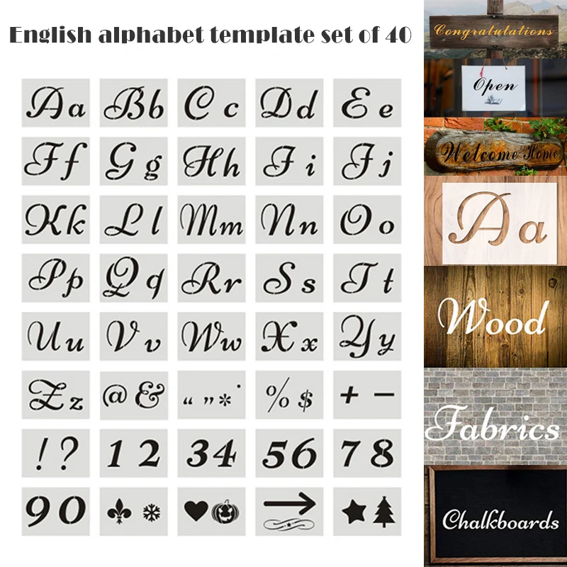Alphabet English Letters Layering Stencils 40Pcs per Set DIY Painting Scrapbook Coloring Embossing Album Decorative Template image 3