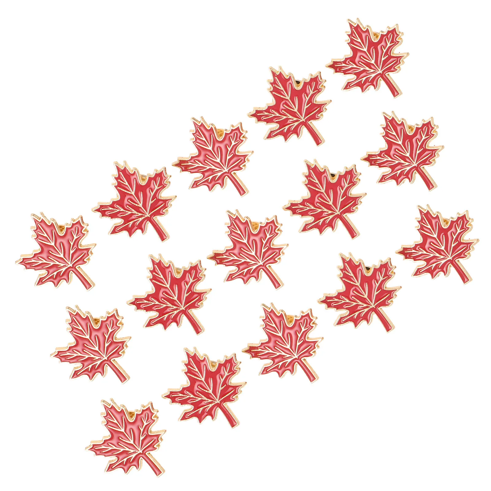 

15pcs Maple Leaf Brooch Maple Leaf Lapel Pin Autumn Brooch For Women Metal Badge Thanksgiving Canada Day Accessories