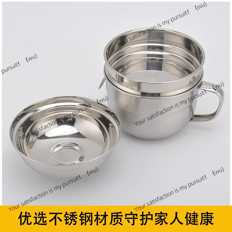 Double-layer stainless steel fast food cup food grade round rice tank with lid three-piece set induction cooker construction