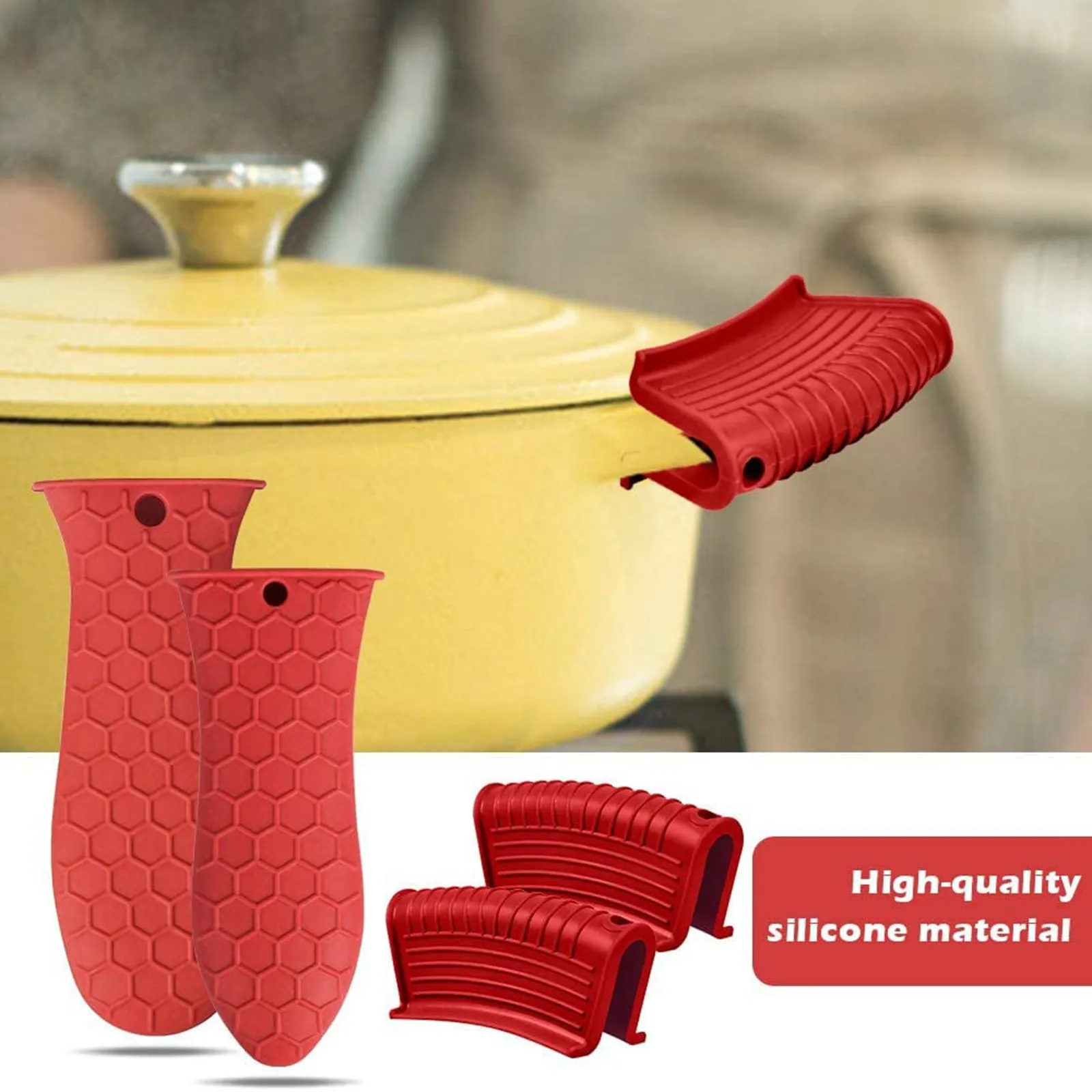 

4 Piece Set Of Silicone Hot Handle Silicone Pot Handle Cover Insulation Cover Thickened Combination Pot Handle Kitchen Tools