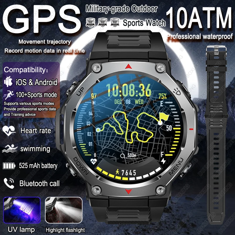 

Новые умные часы для занятий спортом на открытом воздухе Xiaomi T-Rex 3, мужские, 5 атм, водонепроницаемые, GPS, трек движения, пульс, HD, Bluetooth, вызов, умные часы