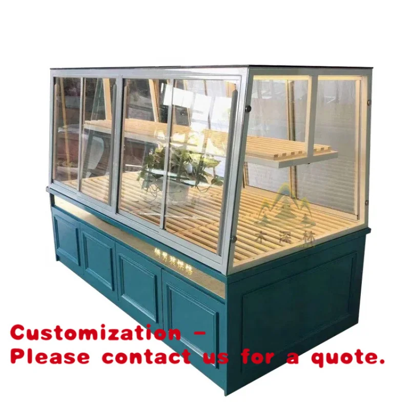

custom.LED Lighting Bread Display Cabinet with Glass Cover Storage Showcase Tray Bakery and Coffee Shop Sales