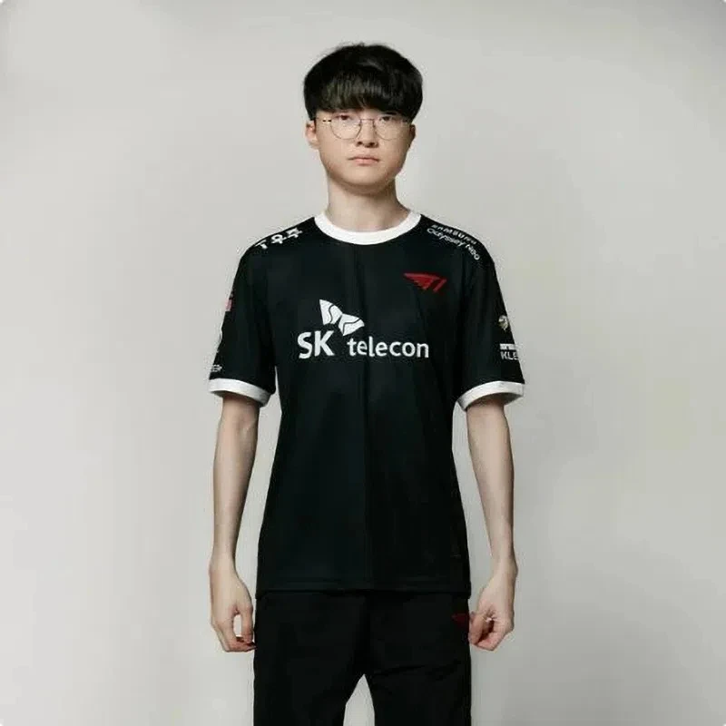 SKT T1 2023 LOL League Faker T1 team jersey, LCK custom jersey, Keria Zeus Gumayusi, polyester electronic sportswear, materials