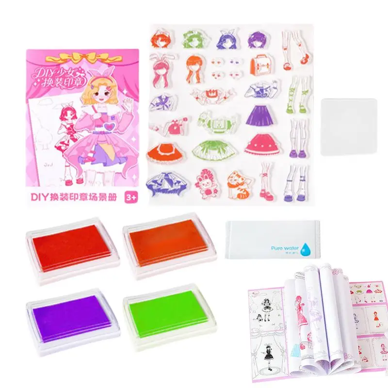 

Stamp Fashion Dress Up Book Princess Costumes Dress Up Game Colorful Girls Costumes Game Travel Play Set Toy For Creative Fun