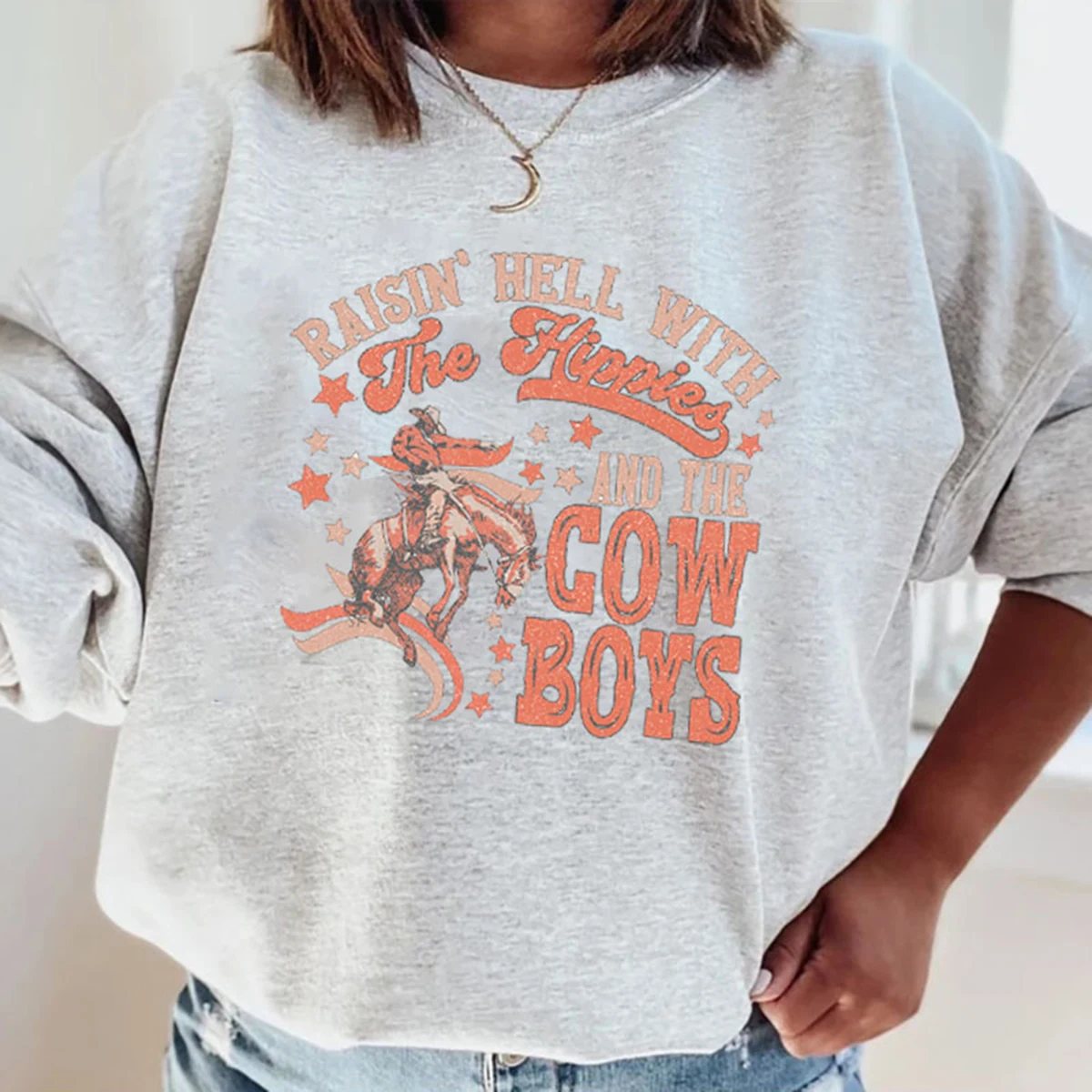 

Vintage Aesthetic Rodeo Retro Western Sweatshirt Autumn Cowboy Women T Shirt Long Sleeve Cowgirl Hippie Boho Pullove Top Outfits