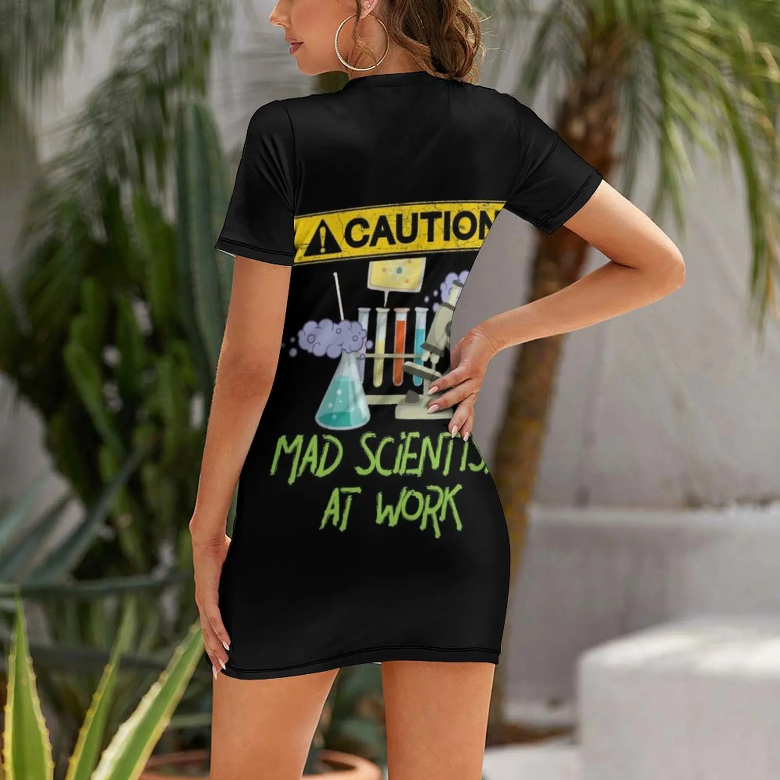 CAUTION Mad Scientist At Work - Funny Science Scientist's Short-Sleeved Dress clothing women summer 2026 Dress