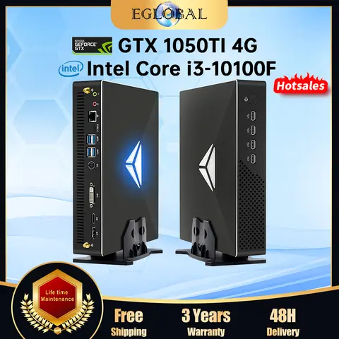 Eglobal 10th Gaming Mini PC i3 10100F i5 10400F i7 10700F i9 10900F Nvidia GTX1050TI 4GB Mini computadora 2 * DDR4 2666MHz HDMI 2,0