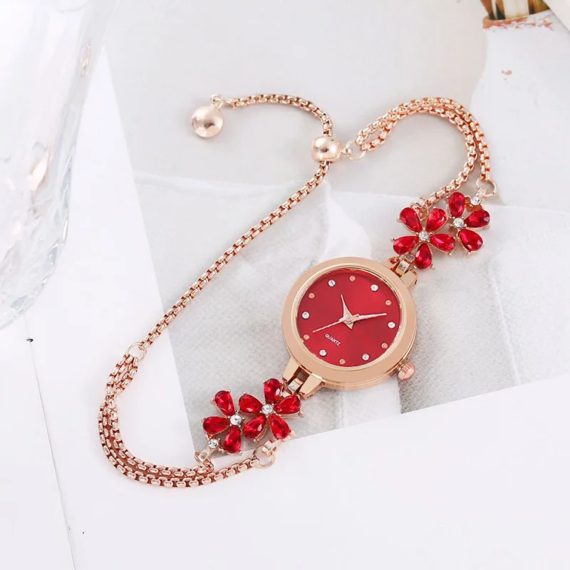 Новые студенческие корейские стильные часы с веревкой, маленькие круглые темпераментные ленивые пять цветов, маленькие цветочные часы-браслет, женские часы