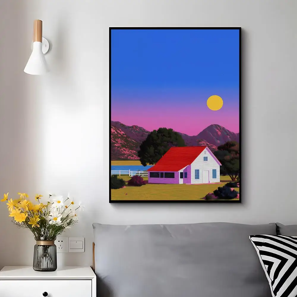 Artistic Concept H-high contrast saturated colored house Poster Trendy Aesthetic Wall Decor for Dorm & Bedroom