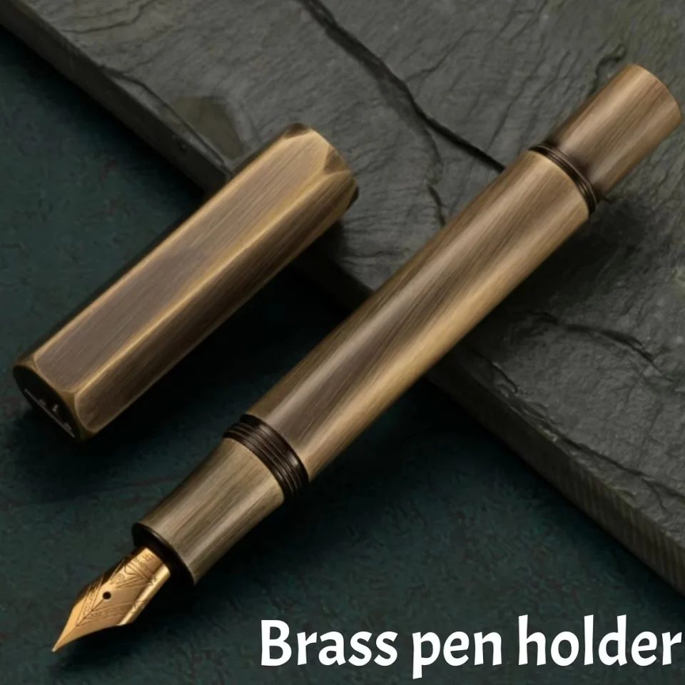 1Pc Brass Fountain Pen, 0.5mm Nib, Heavy Metal Feel, for Business and Office Use, Rotating Cap, Mini Short Style, Includes Ink Absorber, 2.6mm Caliber, for Students/Office, Holiday Gifts, Valentine's Day, Back-To-School Season, School Season, Birthday/Christmas, Father's Day, Mother's Day, Teacher's Day, Signature/Calligraphy/Art Fountain Pen