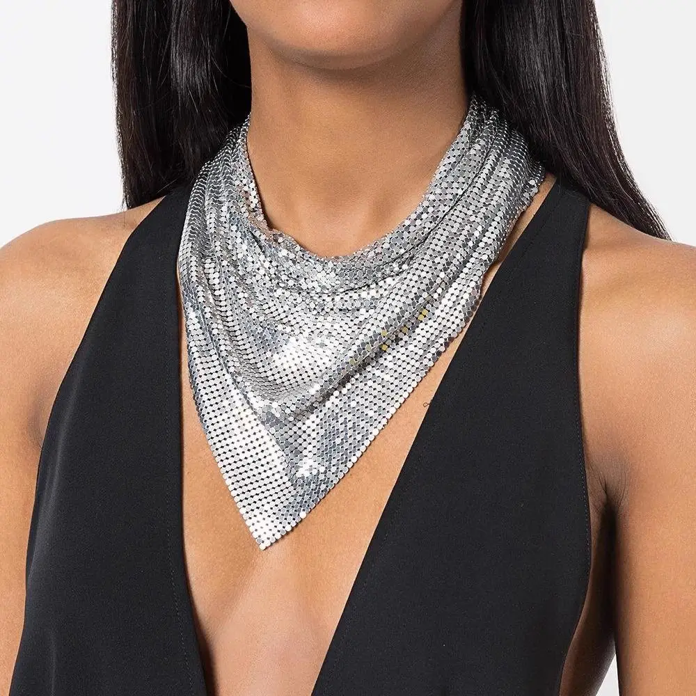 Neckwear Headscarf Sequined Triangle Scarves Headkerchief Neck Wrap Bandanas Necklace Korean Style Shawl Headband Men