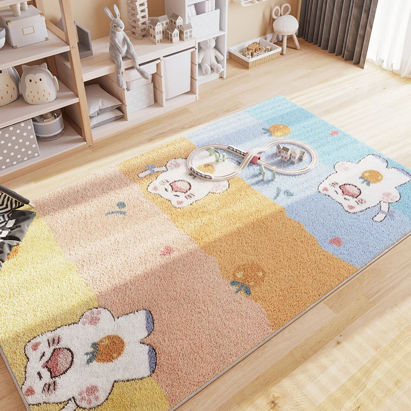 Simple Large Area Washable Thick Home Carpet Nonslip Soft Cartoon Cute Children Room Decorative Carpets Comfortable Easycare Rug