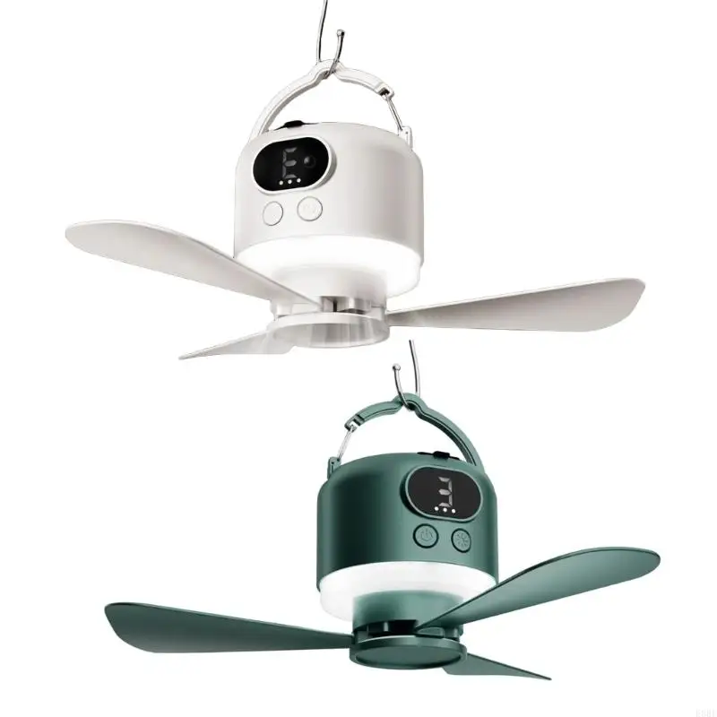 

E8BE USB Powereds Ceiling Fan with Light and Remote Controls, Detachable Bladee, and Emergency Charging Capability for Camping