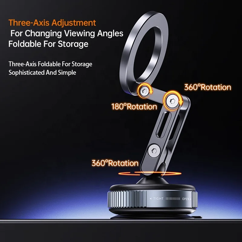 Boneruy X53 360 Degree Rotation Stable Glass Vacuum Adsorption Phone Holder Flexible Mobile Desk Stand & Car Magnetic Holder