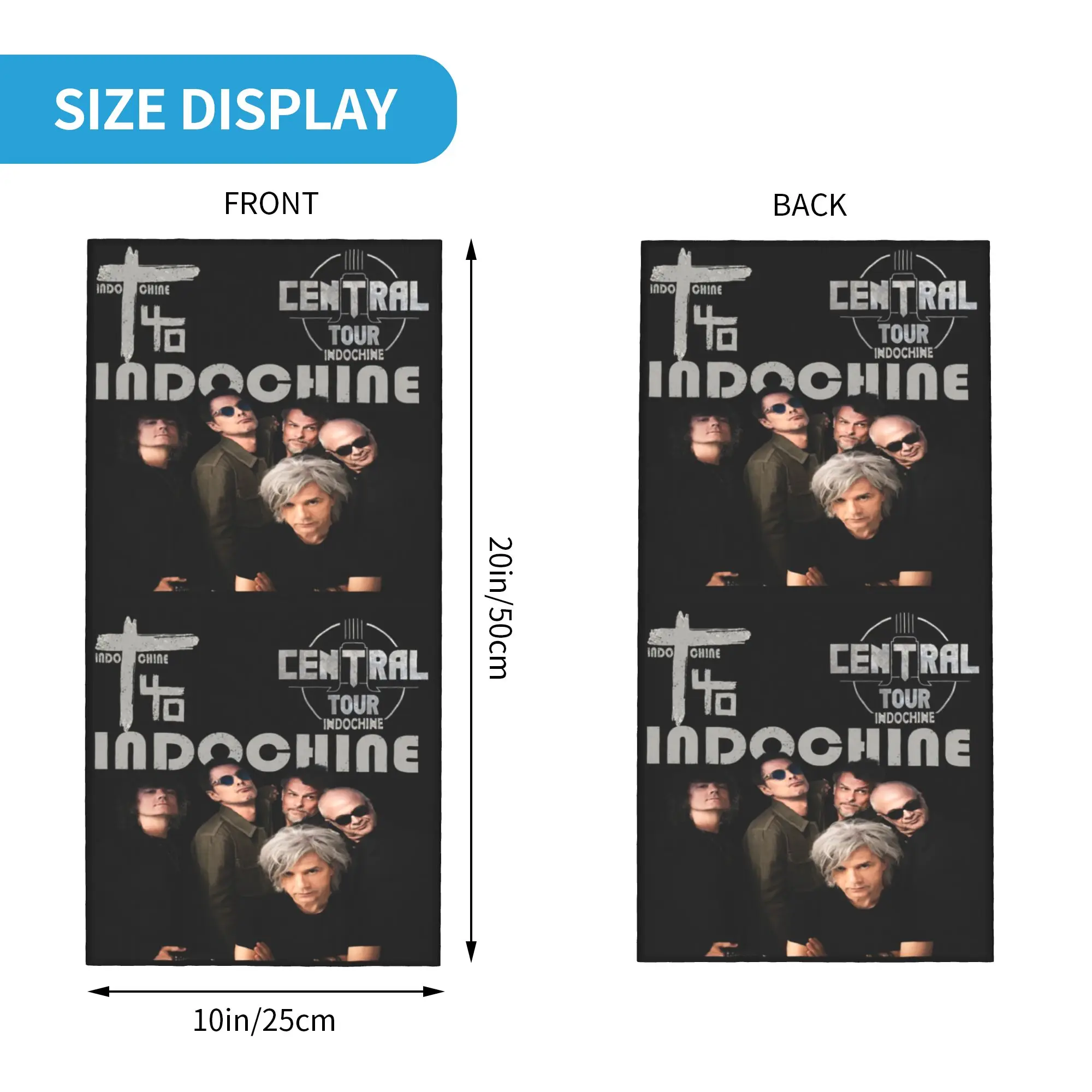 French Rock Band Singer Indochine Bandana Neck Gaiter Windproof Face Scarf Cover Men Women  Headband Tube Balaclava