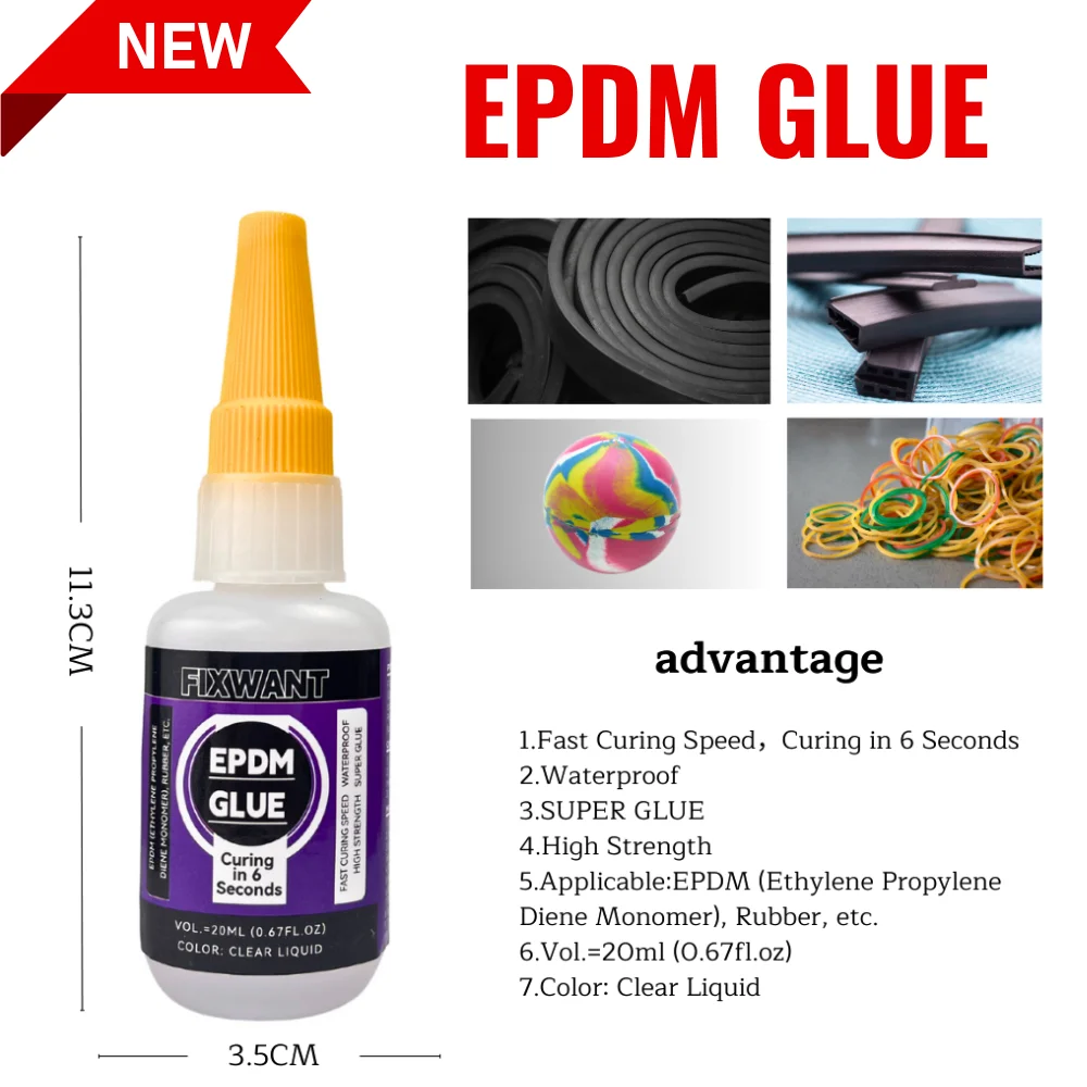 20ML FIXWANT EPDM Glue 6 Seconds Fast Drying Water Bonding Ethylene Propylene Diene Monomer Rubber Adhesive