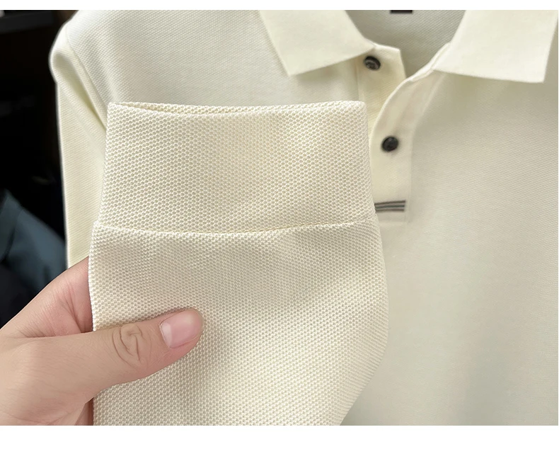 Hochwertiges Langarm-Poloshirt aus 100% Baumwolle für Herren, neue Luxus-Modemarke, Frühling/Herbst, luxuriöser Komfort, lässiges Business-T-Shirt. – Detail 35