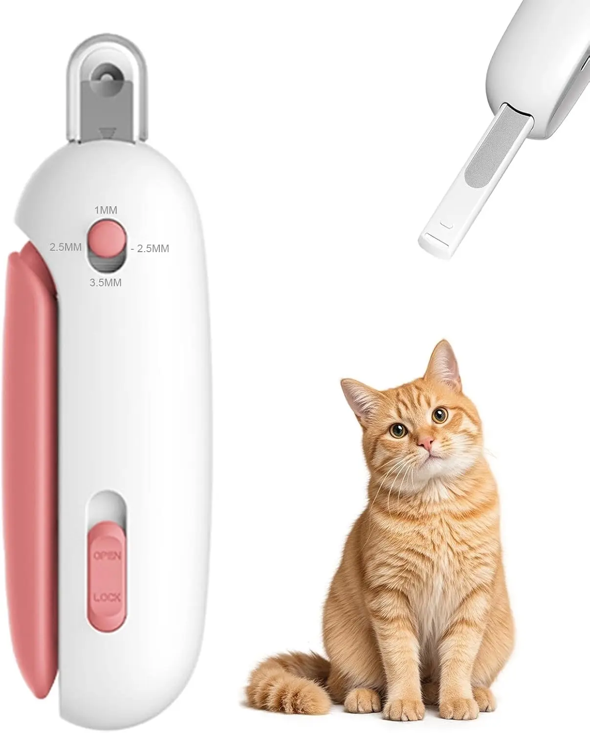 

Cat Nail Clippers with Debris Catcher, Hidden File & Adjustable Guard for Safe Pet Grooming