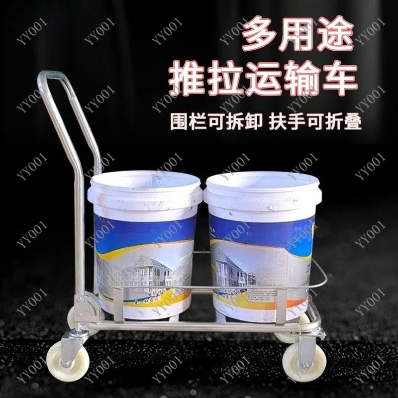Household Water Bucket Trolley Foldable Multi‑Use Hand Cart With Omnidirectional Wheels