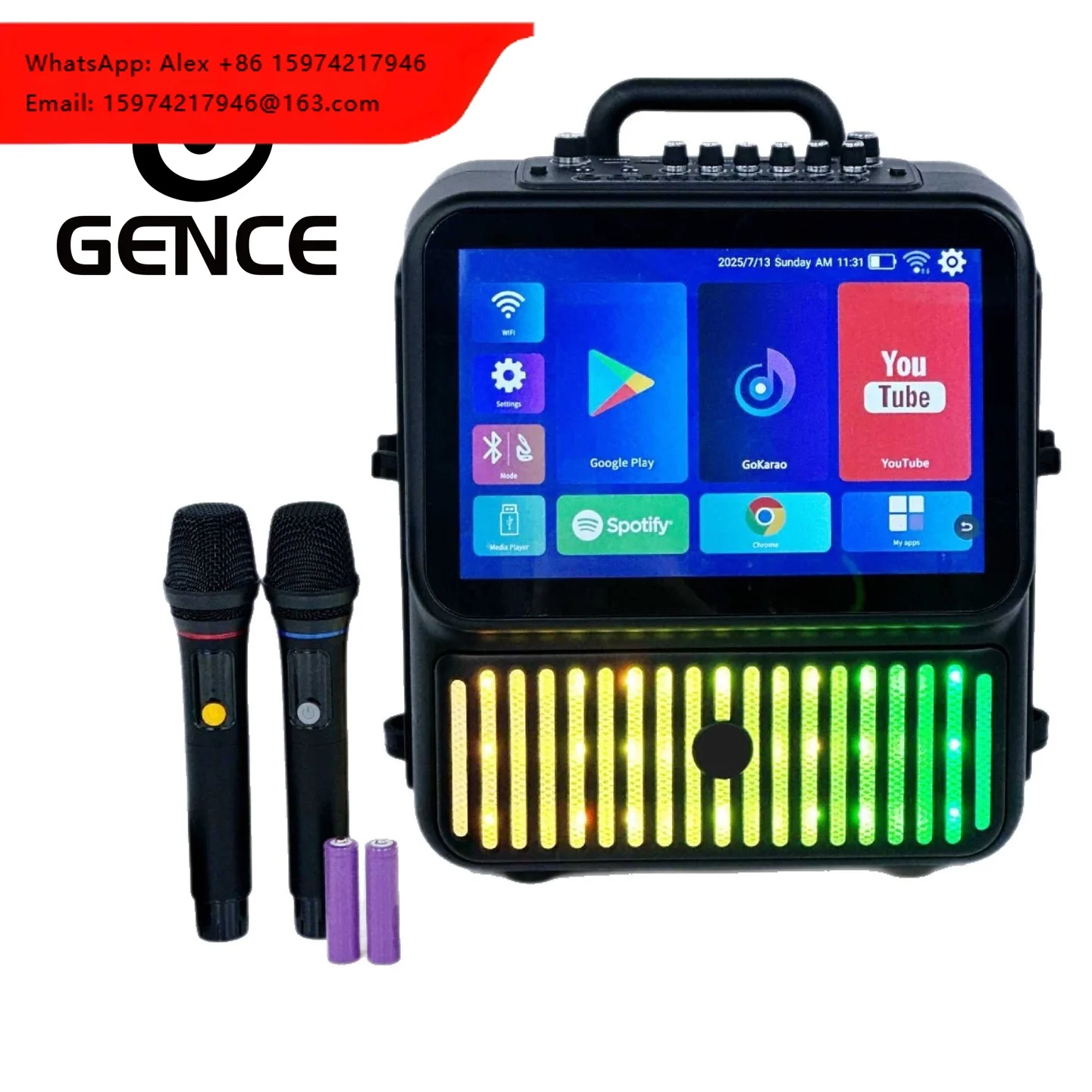 SmartScreen For Speaker RGB Adjustable Shoulder Strap Portable Karaoke Speaker HD Display Aux Input Plastic Outdoor