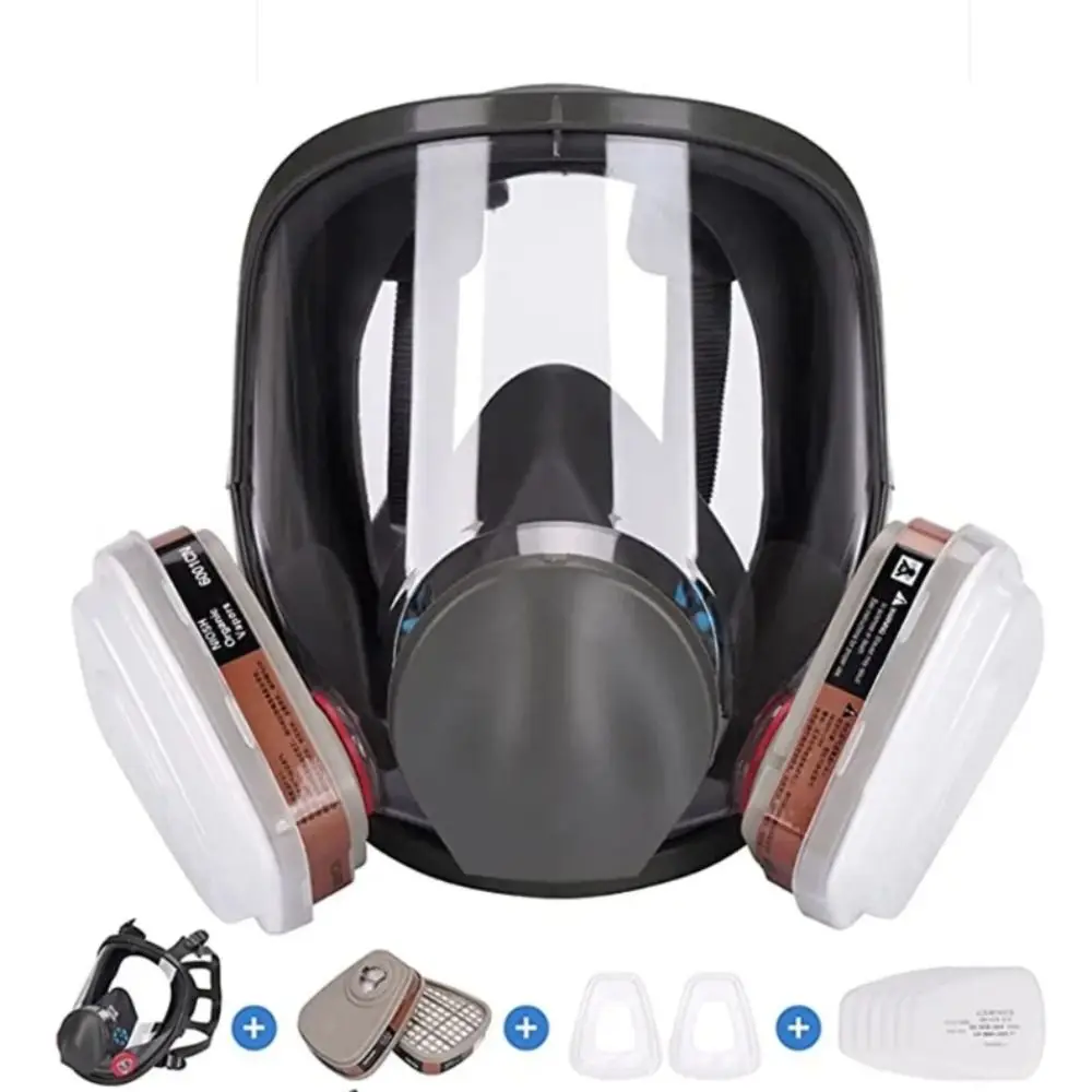 

7 In 1 Set Industrial Mask Silicone Mask Large View Spray Paint Respirator Full Facepiece Dust Filter Safety Work Mask