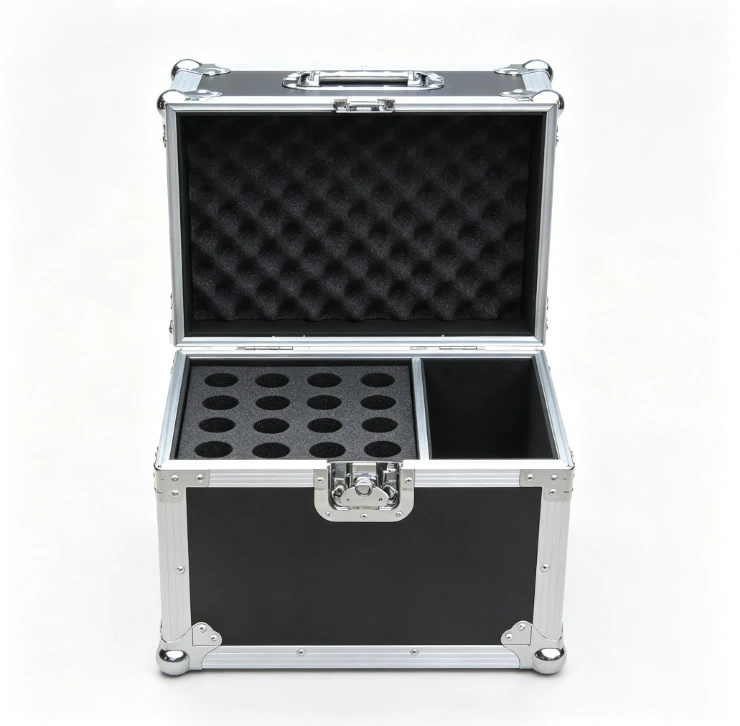 Microphone Flight Case Rack Wireless Headset Lapel Bodypack Handheld Mic Receiver Aluminum Storage Box Road Travel Hard Shell