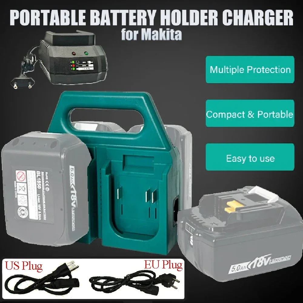 4-Bay Battery Charger Station for 18V/21V Lithium Batteries – Handheld Storage Bracket, Charges 4 Batteries Simultaneously