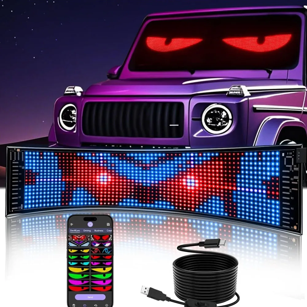 

Devil Eyes Light Sign for Cars Led Eyes Animated for Car Truck Windshield DIY Dynamic Programmable Led Windshield Eyes for SUVs