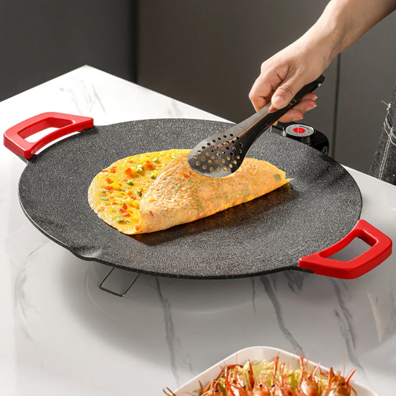 Electric grill pan - non-stick, multi-functional cooker for rice, bread, meat, and bbq