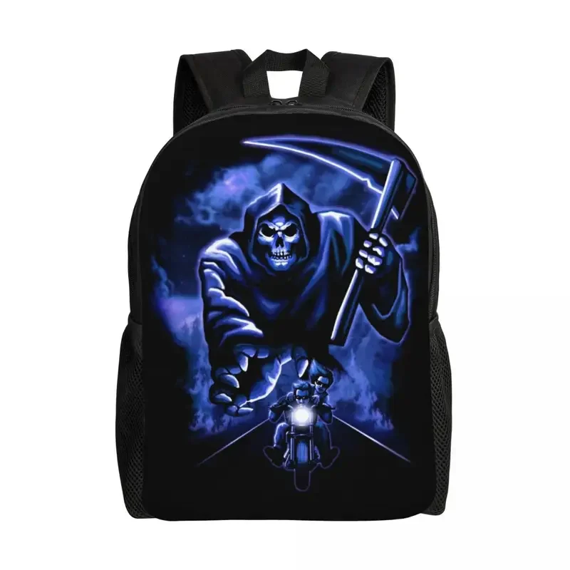 Lucifer Grim Reaper-mochila para ordenador portátil para hombre y mujer, mochila informal para estudiantes universitarios, bolso con calavera aterradora para Halloween