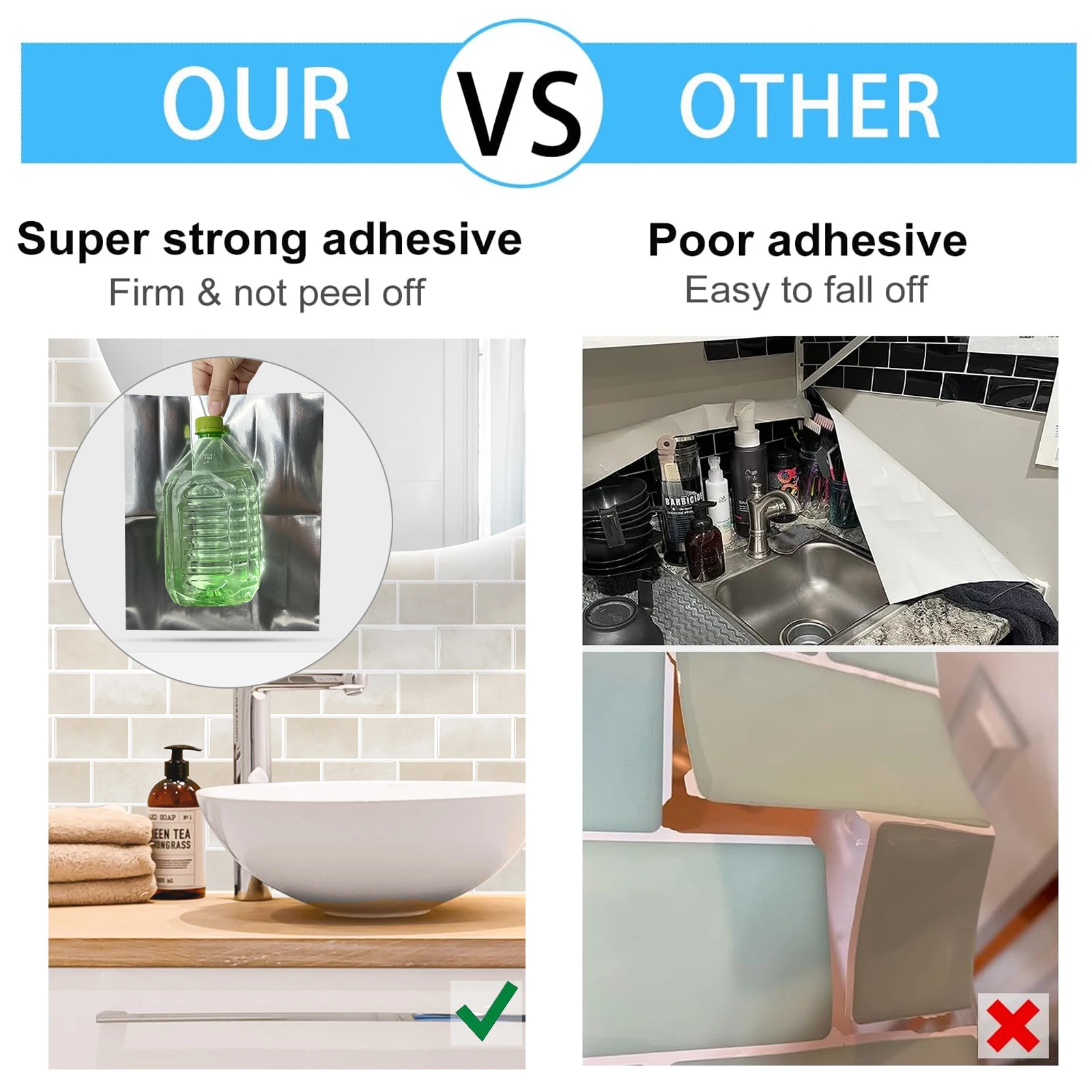 5/10 Sheets Waterproof Peel and Stick Subway Tile Backsplash, Self-Adhesive Wall Decals for Easy Home Upgrade view 5