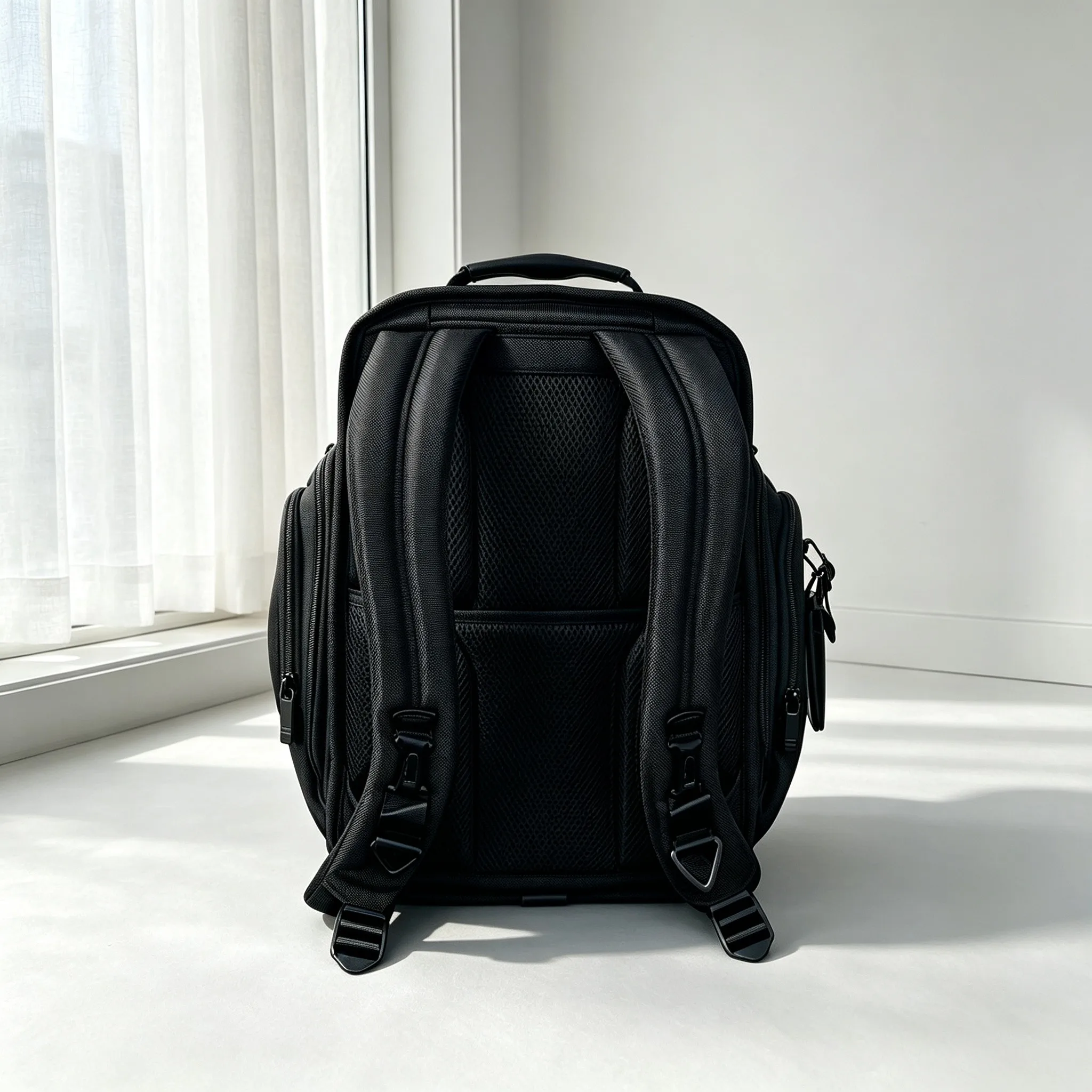 Classic Black Ballistic Nylon Backpack for Men, Large Capacity Fashion Business Commuter Travel Bag view 5