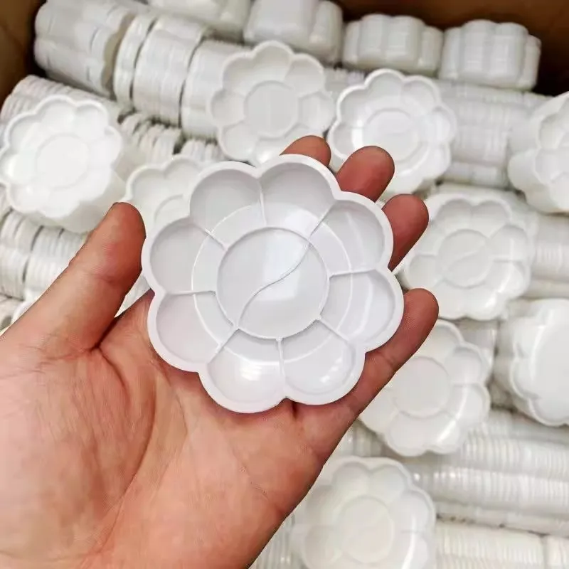 5-30pcs Mini Flower-Shaped Plastic Palette Set, Ideal for Watercolor, Acrylic & Gouache Mixing - Art Supplies
