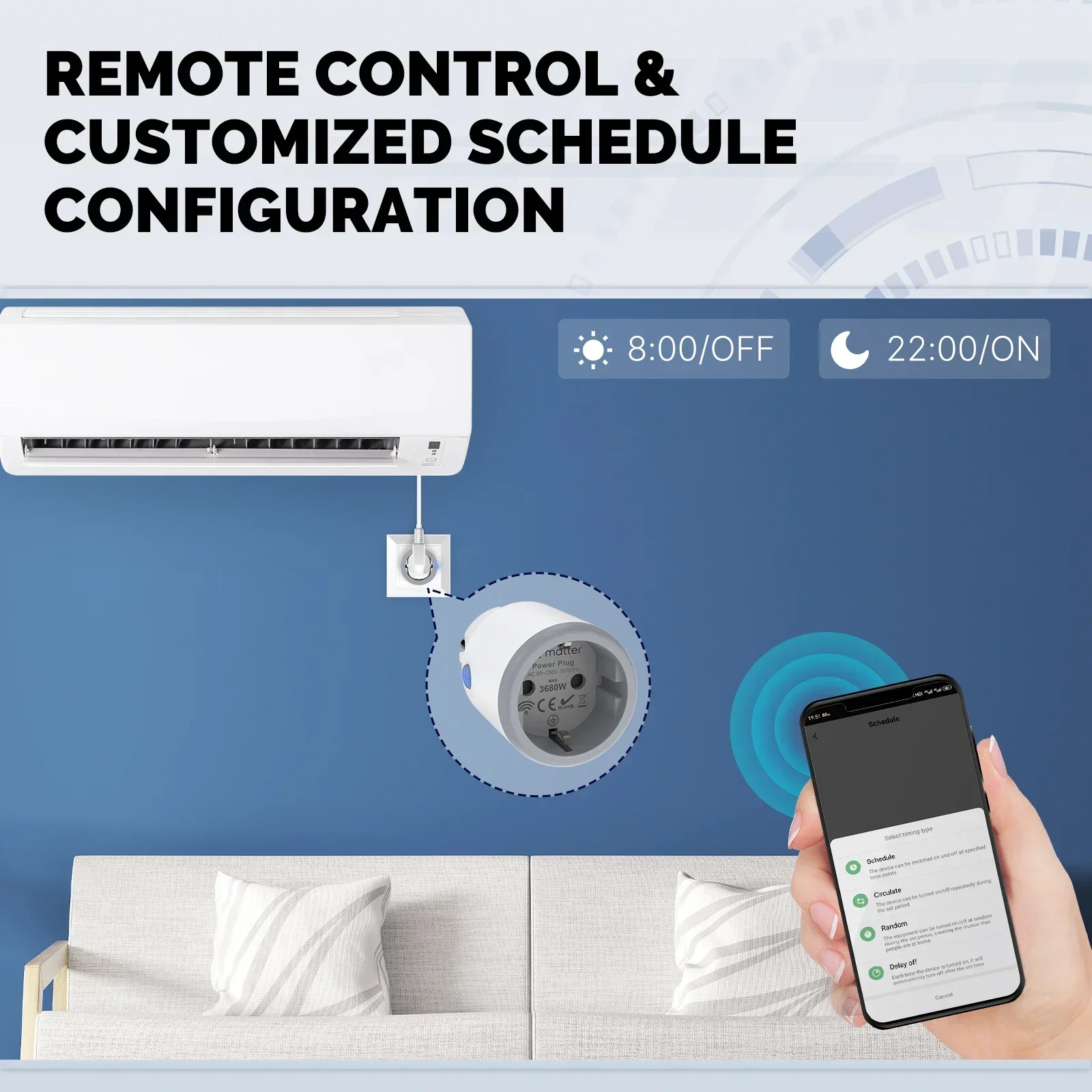 Moes inteligente ue/eua/reino unido plug materia wifi tomada 15/16a temporizador tomada monitor de energia suporte tuya apple homekit com google casa alexa