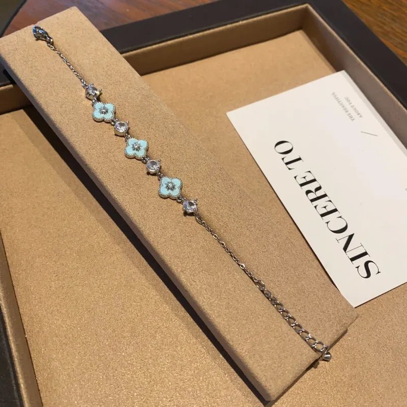 الكورية الجديدة كريستال زهرة سوار للنساء الأزياء التصميم الأصلي الفولاذ المقاوم للصدأ سوار مجوهرات فاخرة اكسسوارات هدية #5