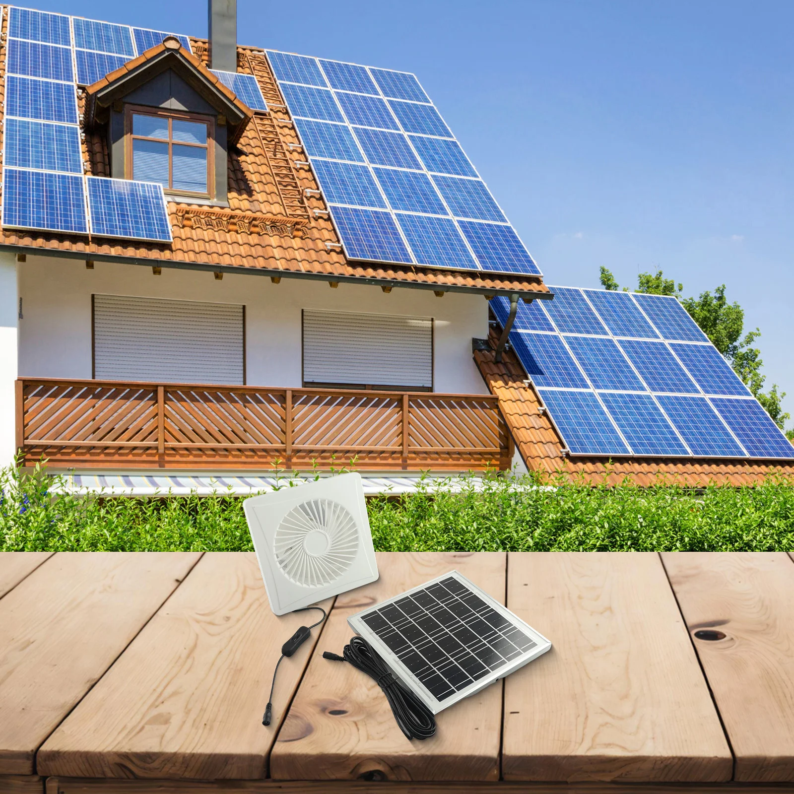 Solar 12V Air Vent For Sash Wall Fan Energy-saving Exhaust Air Blower High Speed With 240x240mm 8W Solar Panel Accessories