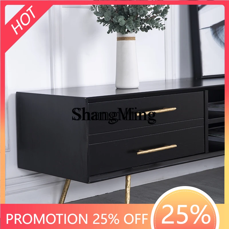 

FG Light Luxury Retro Solid Wood TV Cabinet Modern Minimalist Style Furniture TV and Coffee Table Set
