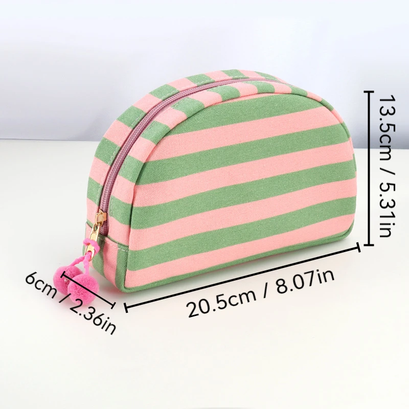 Striped Shell Makeup Bag Portable Travel Toiletry Bag Cosmetic Organizer Clutch Gift For Women