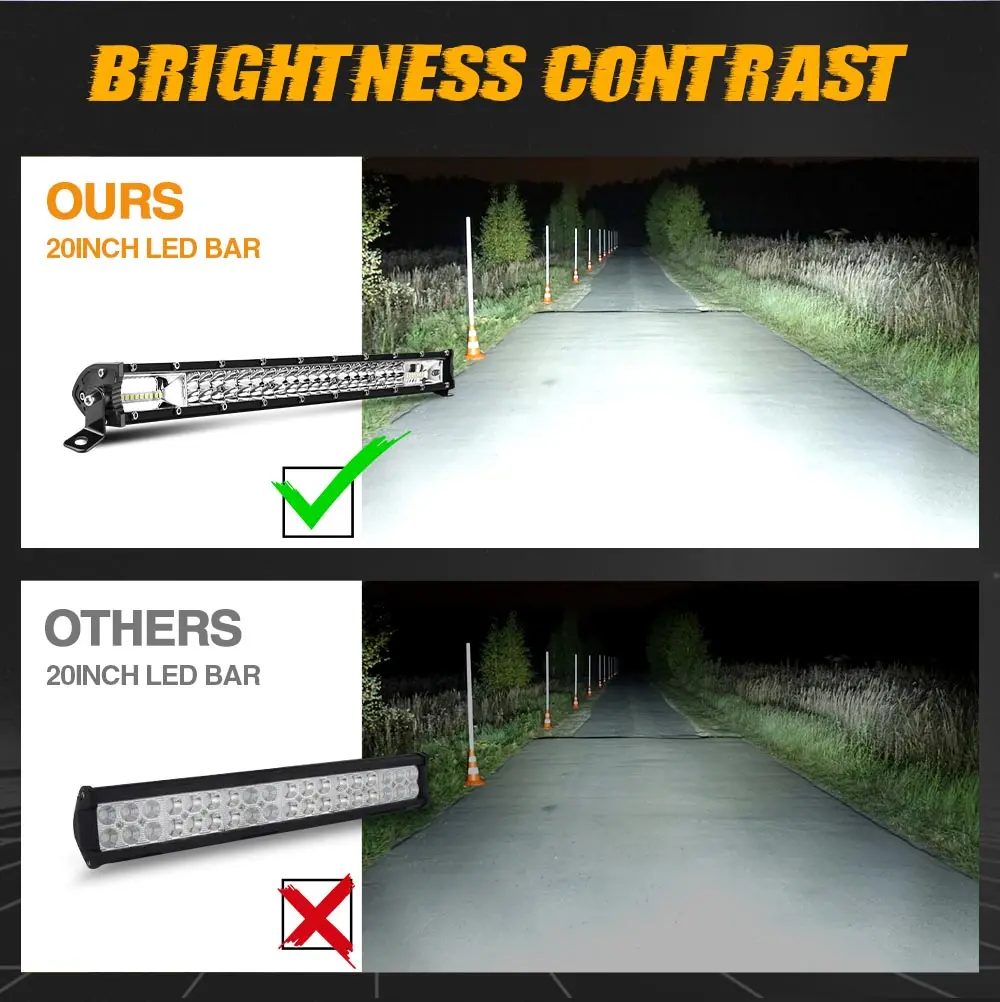 UNISHINE Slim 12D Led Light Bar 20-52inch Spot Flood Combo Beams LED Driving Light For SUV 4X4 Off Road LED Work Lamp 12V 24V