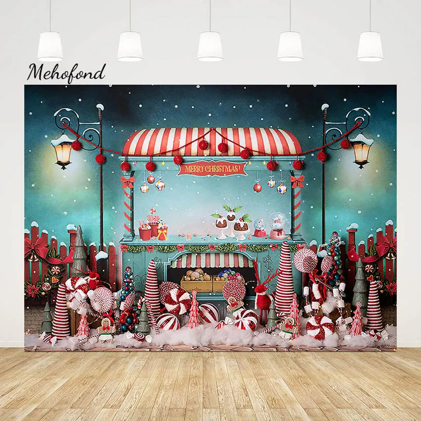 

Mehofond Photography Backdrop Outdoor Merry Christmas Party Kids Baby Holiday Photocall Candy Bar Background Decor Photo Studio