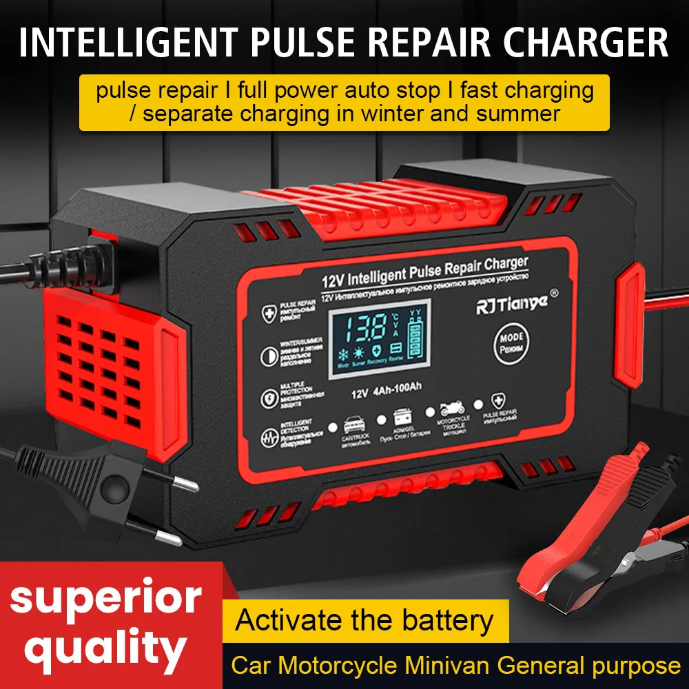 

Quick Charge Power Pulse Repair LCD Display Car Battery Charger For Auto Moto Wet Dry Lead Acid AGM Gel 12V 6A