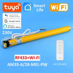 Умный трубчатый двигатель для жалюзи A-OK AM35 6/28, приложение RF433 + Tuya wifi, для трубчатого затвора 40 мм/45 мм/47 мм/50 мм, через Alexa Google Home