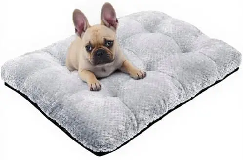 

Моющаяся лежанка для собак - плюшевая противоскользящая подстилка для клеток для крупных, средних и мелких собак и кошек (серая, 25,6"x19,7")