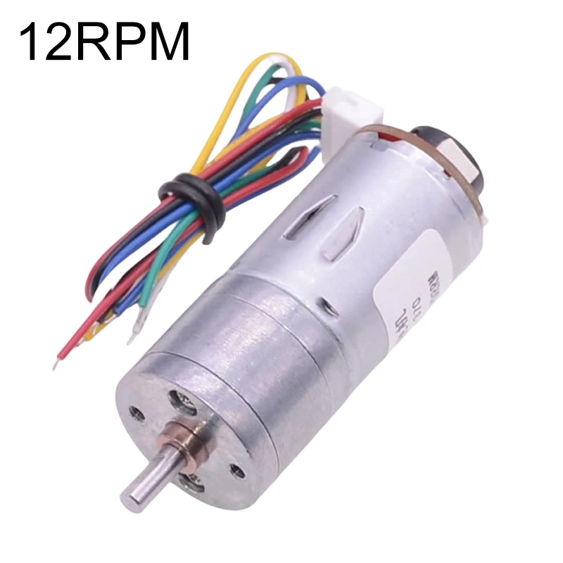 JGA25-370 Encoder DC Geared Motor 6V High Torque Electric Motor With Speed Measurement 12RPM-60RPM Reduction DC Motor