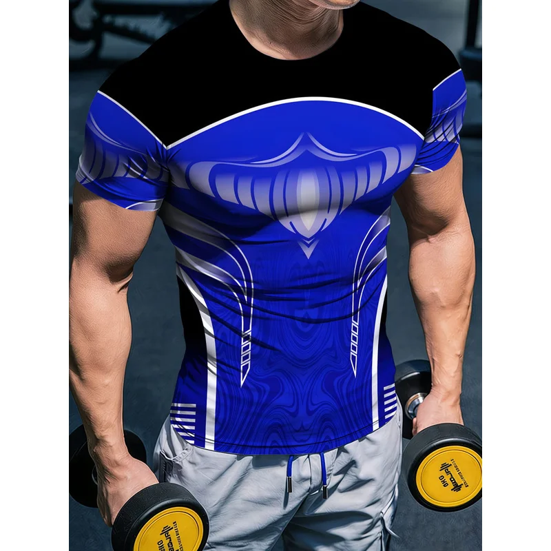 Breathable Short Sleeve Crew Neck Men's T Shirt Digital Printed Battle Armor Training Base Layer Casual Fitness Sportswear Summe