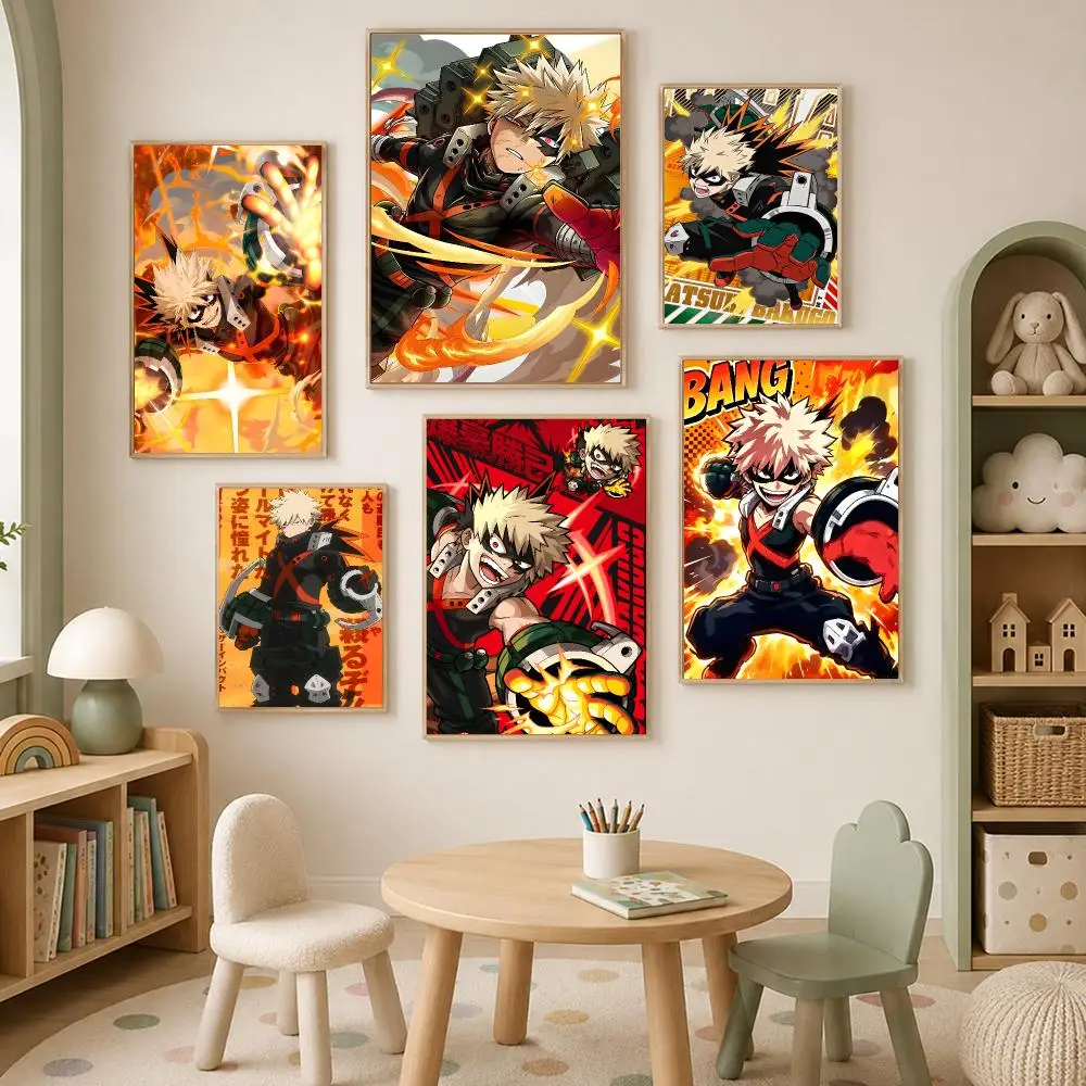 Katsuki Bakugo Poster Self-Stick HD PP paper Wall Art Poster, Waterproof Decor for Bedroom, Living Room and Home