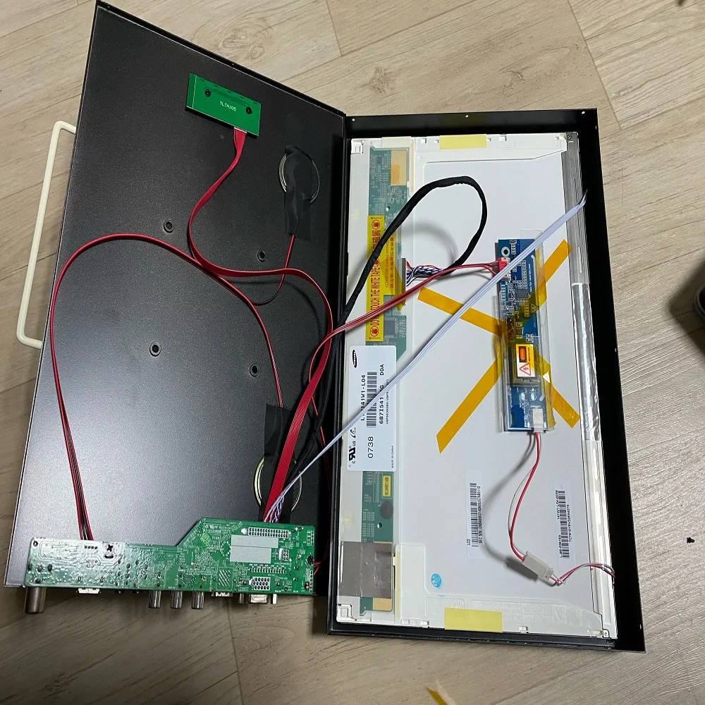 Caja de cubierta trasera de panel de metal de aleación de aluminio, placa de controlador de TV, AV, HDMI, compatible con VGA, LVDS, 15,6"