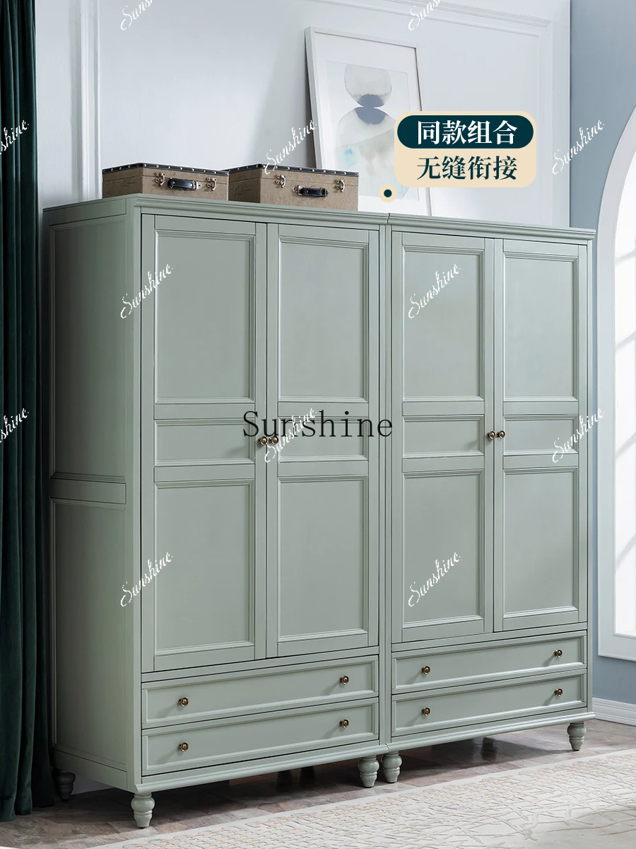 

American bedroom home combination wardrobe small apartment solid wood simple 2 door hanging wardrobe FT