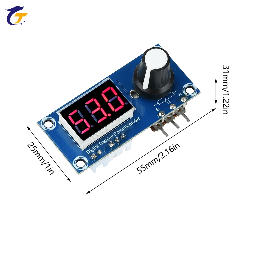 Single Channel Digital Potentiometer Module - 5K/10K/20K Adjustable Resistor with 3-Digit LED Display for Precision Control